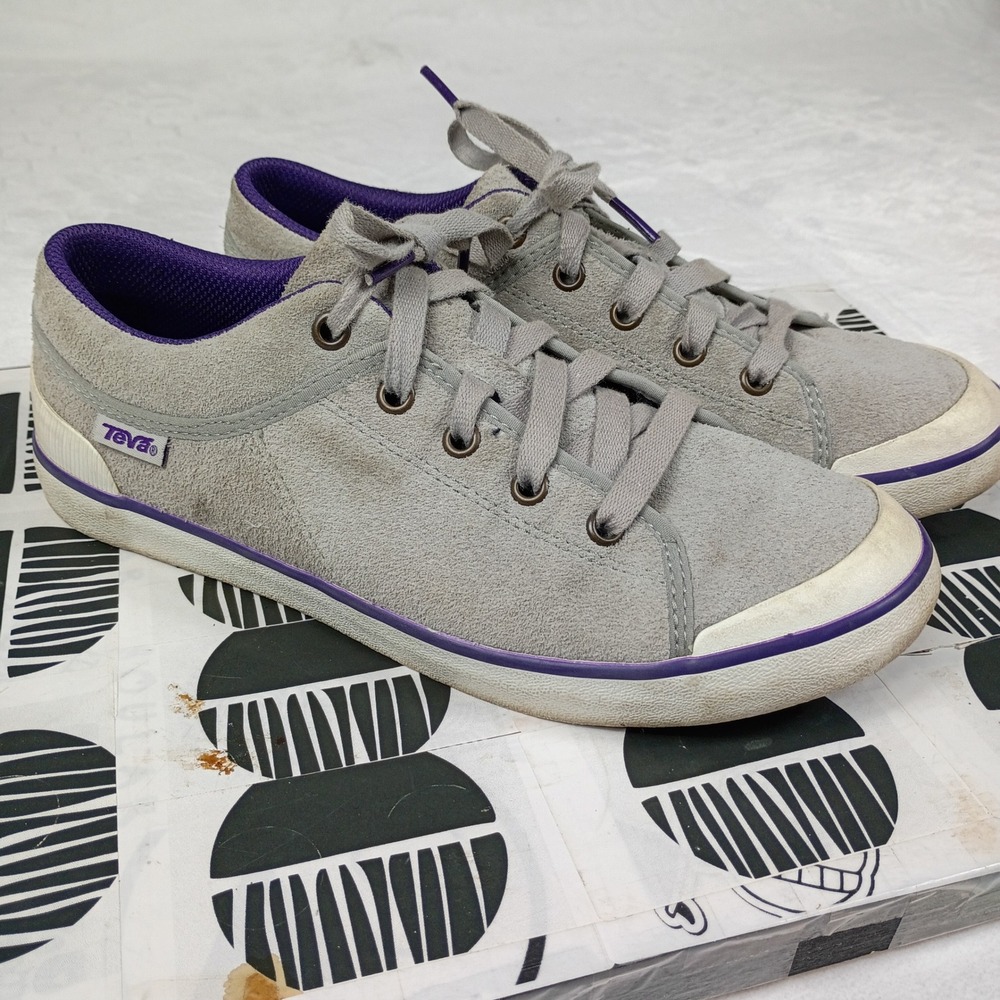 Teva Freewheel Womens Grey Suede‎ Purple Lace Up Sneakers 1001983 Size 8